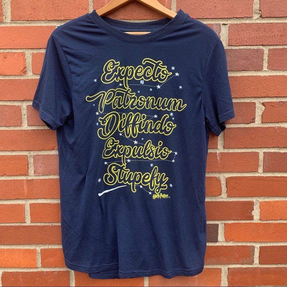 NWOT Harry Potter Stupefy short sleeve t-shirt in blue and gold magic wizard XXL